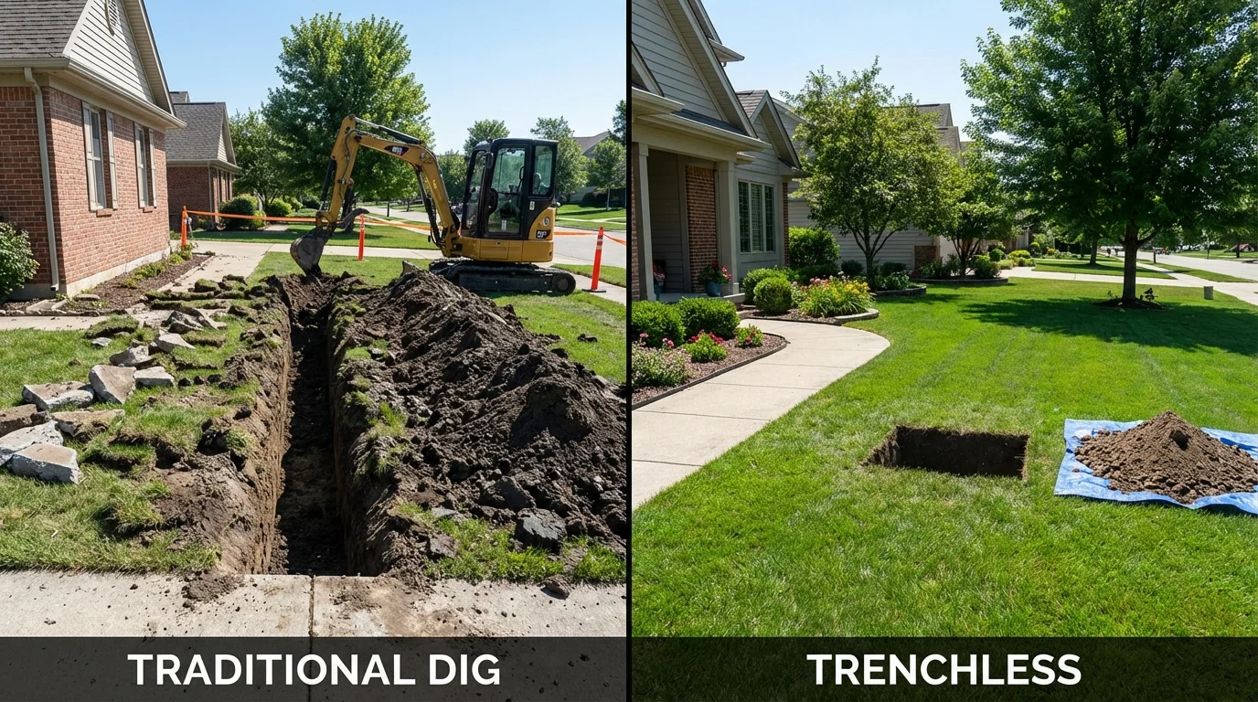 Trenchless sewer repair with minimal yard damage versus traditional excavation in Melbourne, FL